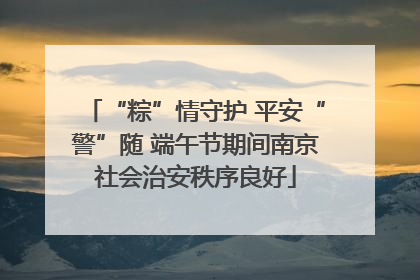 “粽”情守护 平安“警”随 端午节期间南京社会治安秩序良好
