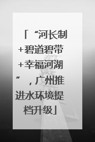 “河长制+碧道碧带+幸福河湖”，广州推进水环境提档升级