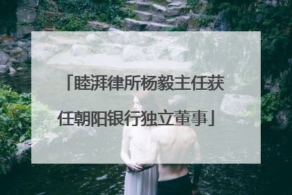 睦湃律所杨毅主任获任朝阳银行独立董事