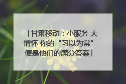 甘肃移动：小服务 大情怀 你的“习以为常”便是他们的满分答案