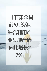 甘肃金昌前5月资源综合利用产业集群产值同比增长27%