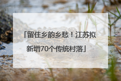 留住乡韵乡愁！江苏拟新增70个传统村落