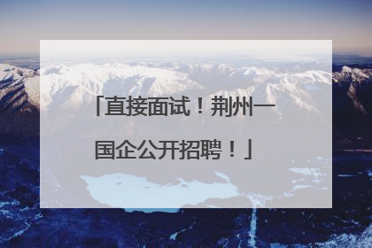 直接面试！荆州一国企公开招聘！