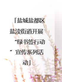 盐城盐都区盐渎街道开展“绿书签行动”宣传系列活动