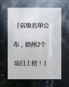 省级名单公布，德州2个项目上榜！