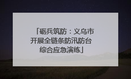 砺兵筑防：义乌市开展全链条防汛防台综合应急演练