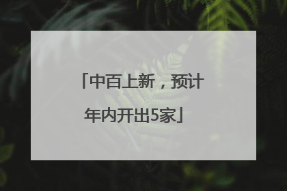 中百上新，预计年内开出5家