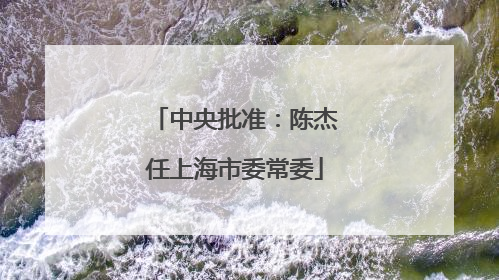 中央批准：陈杰任上海市委常委