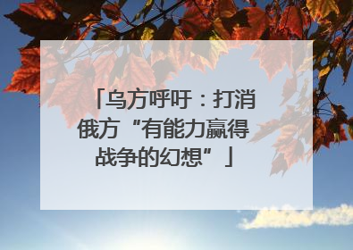 乌方呼吁：打消俄方“有能力赢得战争的幻想”