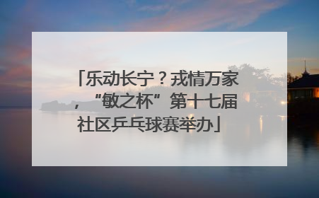乐动长宁？戎情万家，“敏之杯”第十七届社区乒乓球赛举办