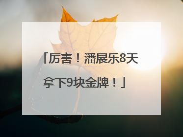 厉害！潘展乐8天拿下9块金牌！