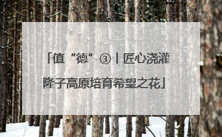值“德”③丨匠心浇灌 隆子高原培育希望之花