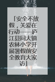 安全不放假，关爱在行动——庐江县同大镇农林小学开展暑假前安全教育大家访