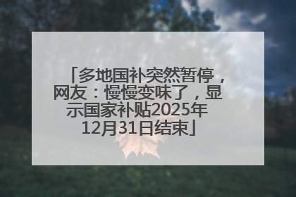 多地国补突然暂停，网友：慢慢变味了，显示国家补贴2025年12月31日结束