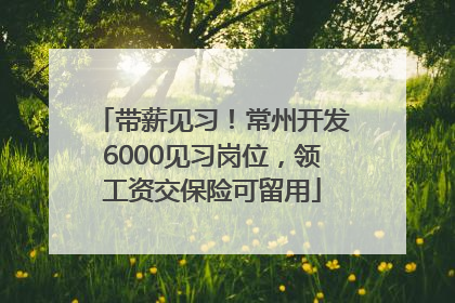 带薪见习！常州开发6000见习岗位，领工资交保险可留用
