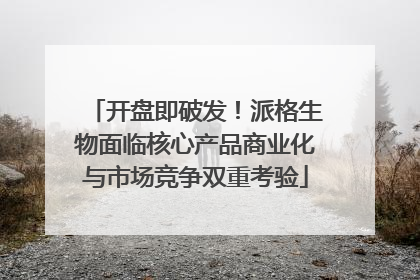 开盘即破发！派格生物面临核心产品商业化与市场竞争双重考验