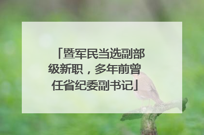 暨军民当选副部级新职，多年前曾任省纪委副书记
