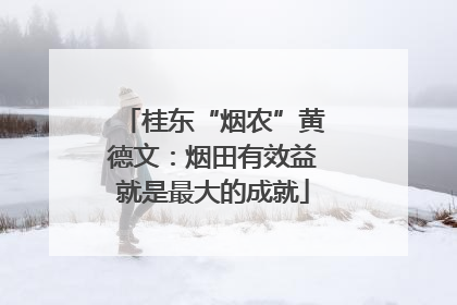 桂东“烟农”黄德文：烟田有效益就是最大的成就