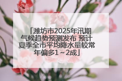 潍坊市2025年汛期气候趋势预测发布 预计夏季全市平均降水量较常年偏多1～2成