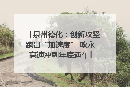 泉州德化：创新攻坚跑出“加速度” 政永高速冲刺年底通车