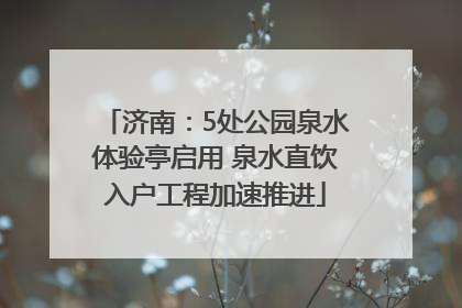 济南：5处公园泉水体验亭启用 泉水直饮入户工程加速推进