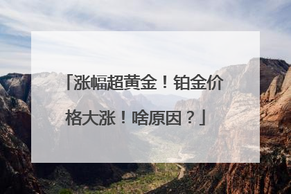 涨幅超黄金！铂金价格大涨！啥原因？