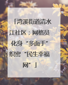 湾溪街道清水江社区：网格员化身“多面手”织密“民生幸福网”