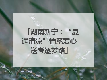 湖南新宁:“夏送清凉”情系爱心送考逐梦路