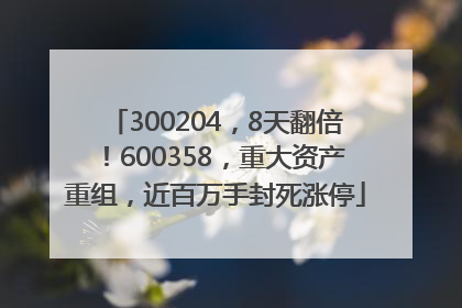 300204，8天翻倍！600358，重大资产重组，近百万手封死涨停